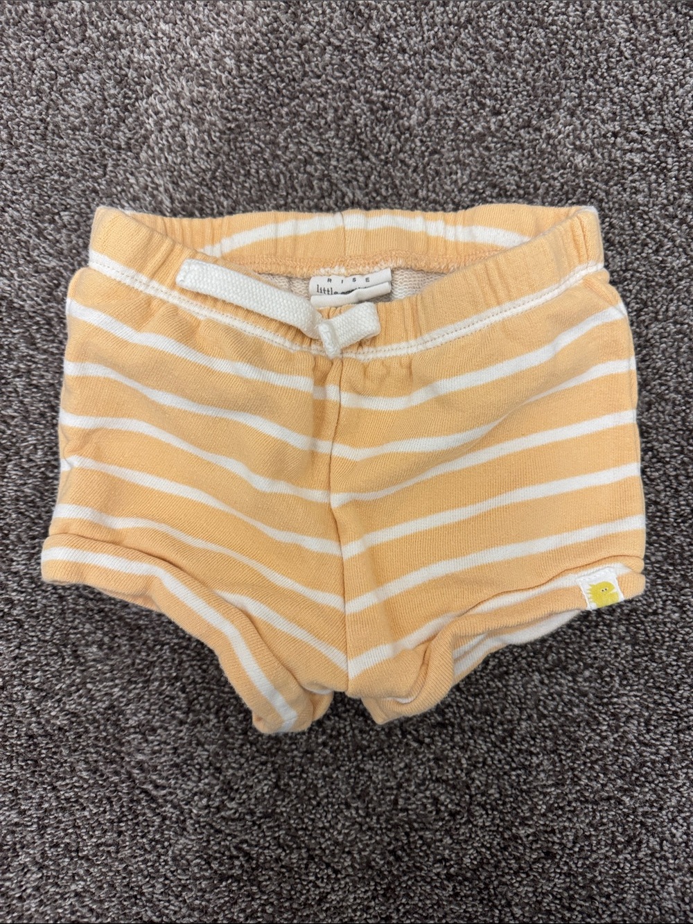 Toddler Cream and Yellow Striped Knit Shorts
